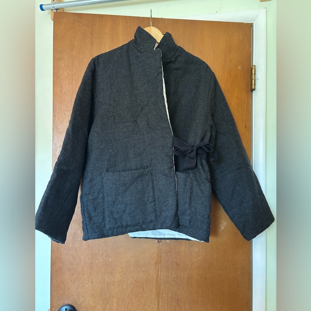 Elsa Esturgie French designer organic wool and cotton wrap coat NWT - Picture 2 of 7